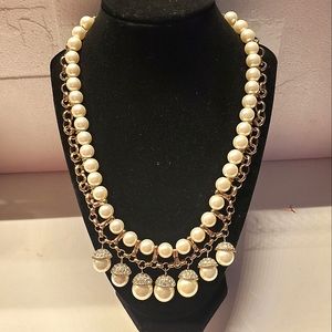 Pearl rhinestone statement necklace